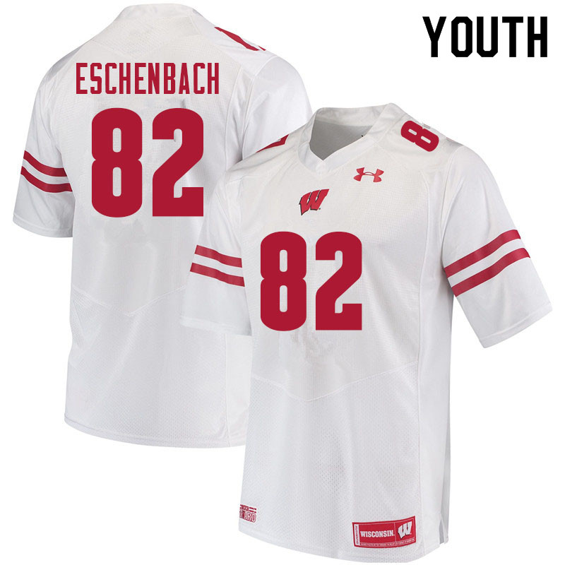 Youth #82 Jack Eschenbach Wisconsin Badgers College Football Jerseys Sale-White - Click Image to Close